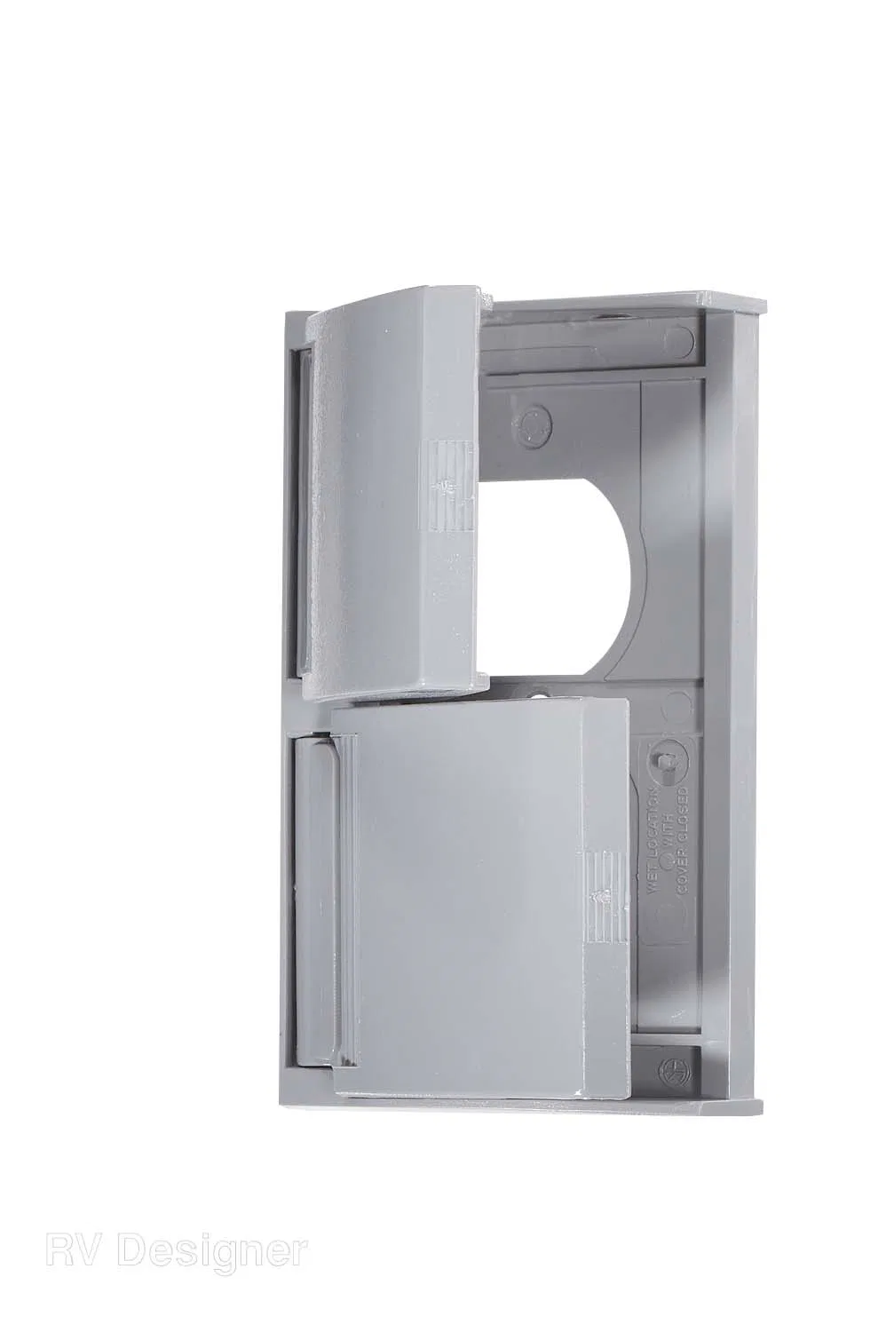 S901 – RV DESIGNER Receptacle, Weatherproof Non Ground Fault Interrupter Dual Receptacle Gray With Snap Cover Plate S...